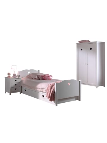 58 aufm Kessel KINDERZIMMER Kamila 2 weiß aus MDF mit Bett, Schrank und Nachtkonsole