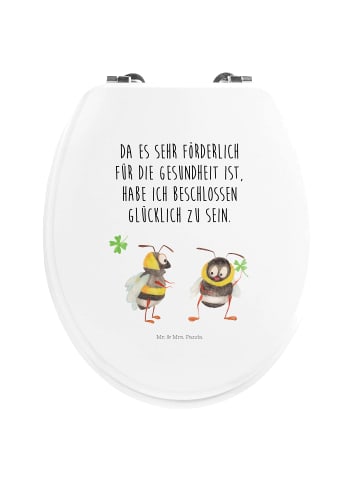 Mr. & Mrs. Panda Motiv WC Sitz Hummeln Kleeblatt mit Spruch in Weiß