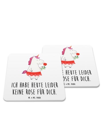Mr. & Mrs. Panda Gläseruntersetzer Einhorn Dame mit Spruch in Weiß