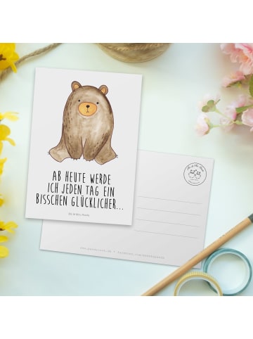 Mr. & Mrs. Panda Ansichtskarte Bär sitzend mit Spruch in Weiß