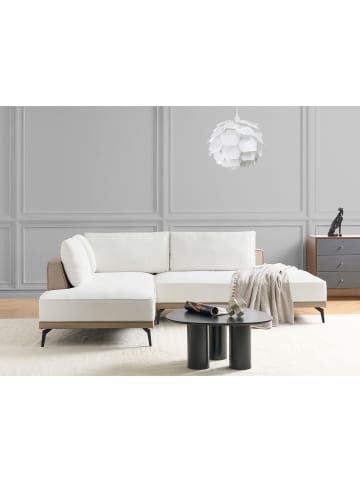 Beliani Ecksofa MYKEN in Weiß/Schwarz/Beige - (W) 260 x (H) 86 x (L) 180 cm