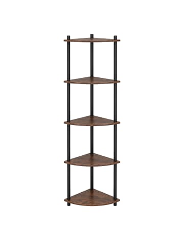 relaxdays Eckregal Braun/ Schwarz - (B)38 x (H)125 x (T)25 cm