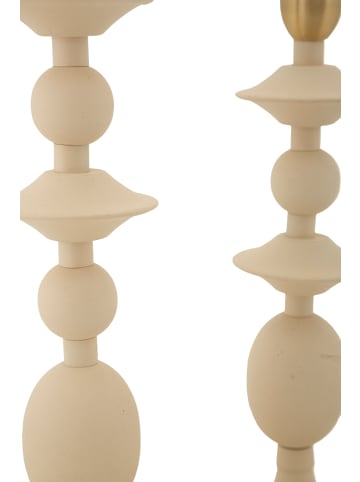 Mauro Ferretti Set aus 2 cremefarbenen und goldfarbenen Kerzenhaltern aus Metall