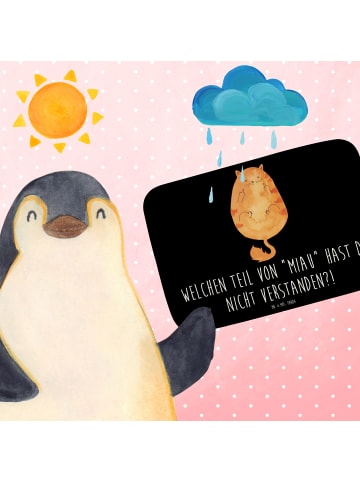 Mr. & Mrs. Panda Badteppich Katze Mittelfinger mit Spruch in Schwarz