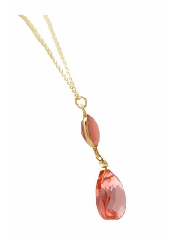 Gemshine Halskette mit Anhänger Rosenquarze Tropfen in gold coloured