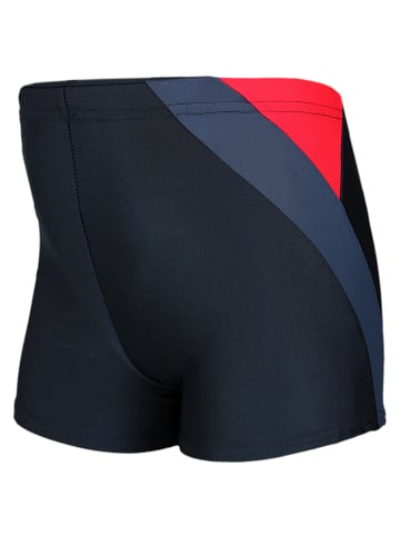 Aquarti Jungen Badehose Gestreift mit Motiven in rot/grau