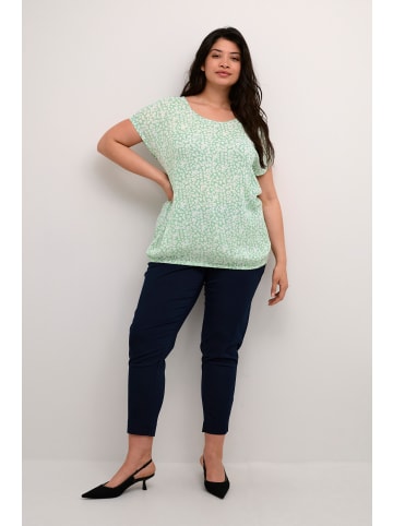 KAFFE curve Kurzarm-Bluse KCami Loose fit in Granite Green/ Chalk Flower