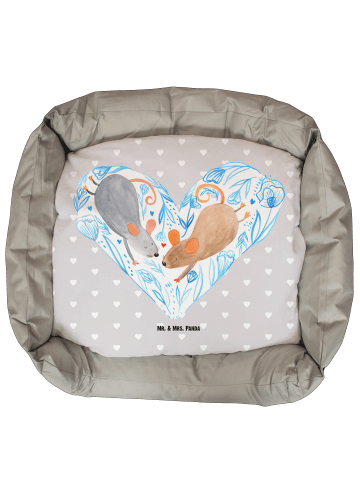 Mr. & Mrs. Panda Hundekissen Mäuse Herz ohne Spruch in Grau Pastell