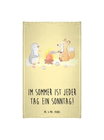 Mr. & Mrs. Panda Handtuch Sommer Sonntag mit Spruch in Gelb Pastell