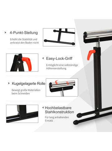 HOMCOM Rollenständer-44L x 50B x 68-110H cm-Schwarz+Silber