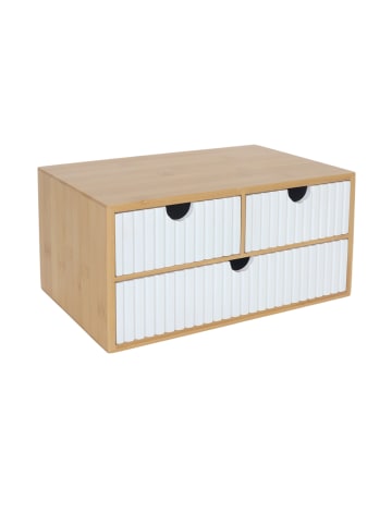relaxdays Schubladenbox in Weiß/Natur - (B)30 x (H)15 x (T)20 cm