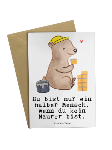 Mr. & Mrs. Panda Grußkarte Maurer Herz mit Spruch in Weiß