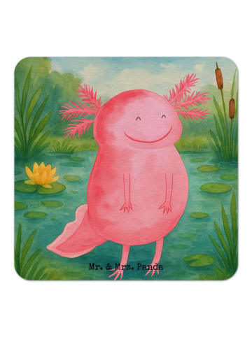 Mr. & Mrs. Panda Bierdeckel Axolotl Glücklich Design ohne Spruch in Weiß