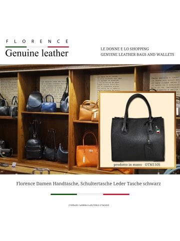 Florence Leder Handtasche, Schultertasche Florence Tasche schwarz ca. 26cm