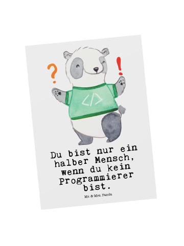 Mr. & Mrs. Panda Postkarte Programmierer Herz mit Spruch in Weiß