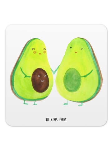 Mr. & Mrs. Panda Untersetzer für Gläser Avocado Pärchen ohne Spruch in Weiß