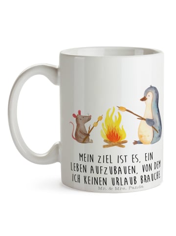 Mr. & Mrs. Panda Coffee Mug Pinguin Lagerfeuer mit Spruch in Weiß