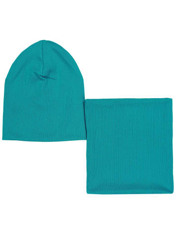 TupTam Unisex Kinder Beanie Mütze Schlauchschal Set in türkis