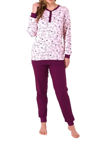 NORMANN r interlock Pyjama lang Bündchen - 69484 in rosa