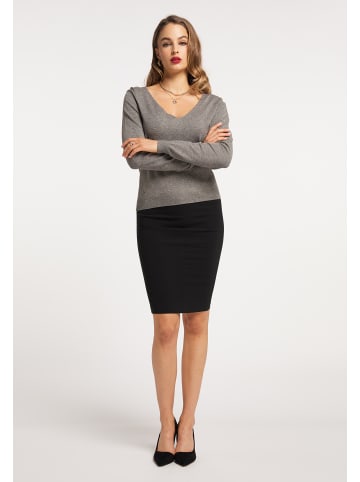 faina Damen Strickpullover in Grau Melange