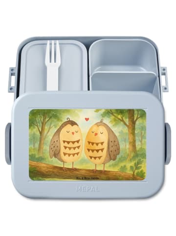 Mr. & Mrs. Panda Bento Box Eulen Liebe Design ohne Spruch in Blau Pastell