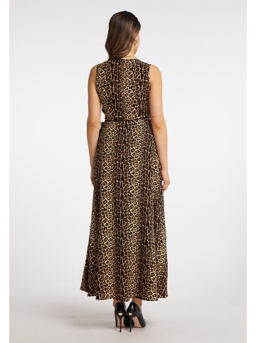 faina Damen Maxikleid Mit Leoprint in Beige Leo