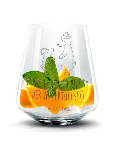 Mr. & Mrs. Panda Cocktail Glas Bären mit Hut mit Spruch in Transparent