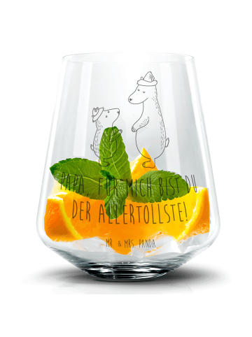 Mr. & Mrs. Panda Whiskeyglas Bären mit Hut mit Spruch in Transparent
