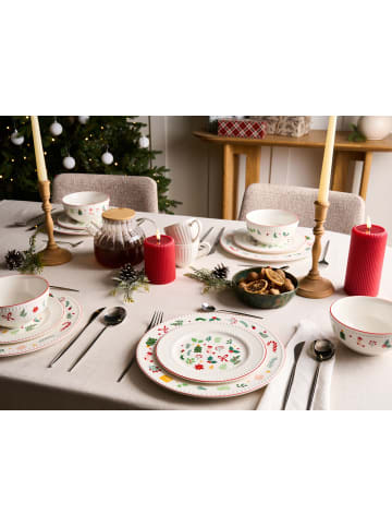 Beliani 12-tlg Tafelservice SAFFRON in Weiß/Rot