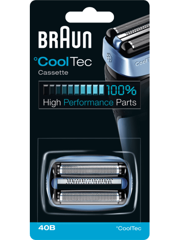 Braun Ersatzscherkopf "CoolTec - 40B Cassette" in Blau