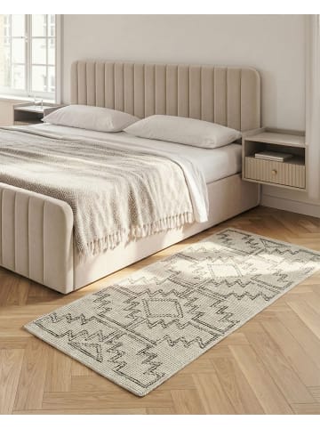 Beliani Geflochtener Teppich URLA in Schwarz/Beige - (W) 80 x (H) 150 x (L) 150 cm
