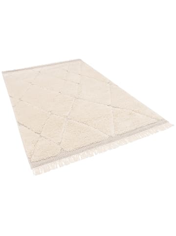 Pergamon In & Outdoor Teppich Shaggy Sylt Rauten in Creme