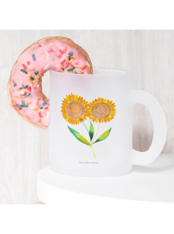 Mr. & Mrs. Panda Glas Tasse Blume Sonnenblume ohne Spruch in Transparent