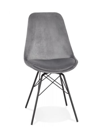 KADIMA DESIGN Esszimmerstuhl Dunkelgrau Samt Metall | Elegant Modern Stil in Grau