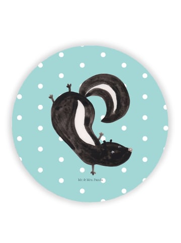 Mr. & Mrs. Panda Rund Magnet Stinktier Handstand ohne Spruch in Türkis Pastell