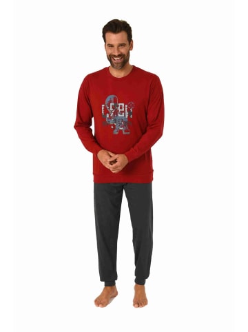 NORMANN Schlafanzug Pyjama langarm Bündchen - 70564 in rot