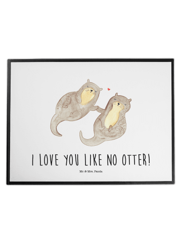 Mr. & Mrs. Panda Schreibunterlage Otter Hände halten mit Spruch in Weiß