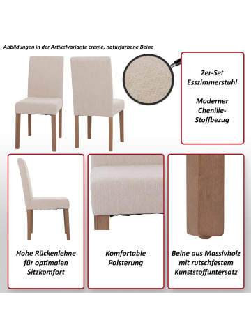 MCW 2er-Set Esszimmerstuhl Littau Chenille, Gelb, naturfarbene Beine