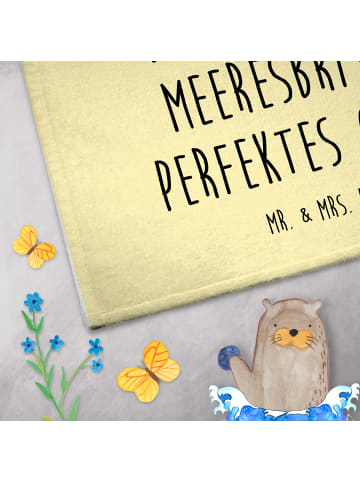 Mr. & Mrs. Panda Gästehandtücher Sommer Meer Glück mit Spruch in Gelb Pastell