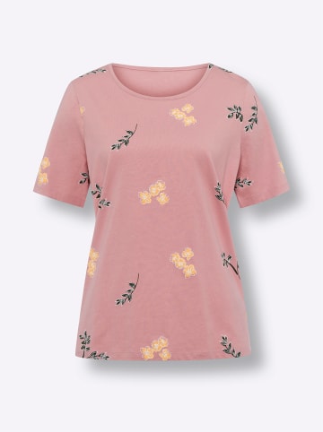 Sieh an! Kurzarm-Shirt in rosenquarz-weiß-bedruckt