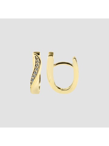 Adeliás Damen Ohrringe – Klappcreole aus 375 Gold mit Zirkonia in gold