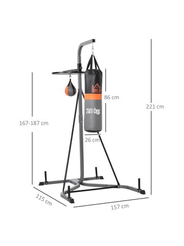 HOMCOM Boxsackständer,115B x 157T x 221H cm,Schwarz