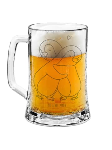 Mr. & Mrs. Panda Gravur Bierkrug Pinguine Kuscheln ohne Spruch in Transparent