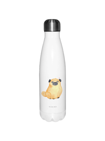 Mr. & Mrs. Panda Sport Trinkflasche Mops ohne Spruch in Weiß