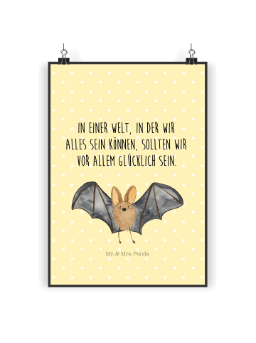 Mr. & Mrs. Panda Bild Fledermaus Flügel mit Spruch in Gelb Pastell