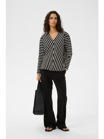 InWear Langarm DELLAIW Gerade Passform in BLACK / WHISPER WHITE STRIPE
