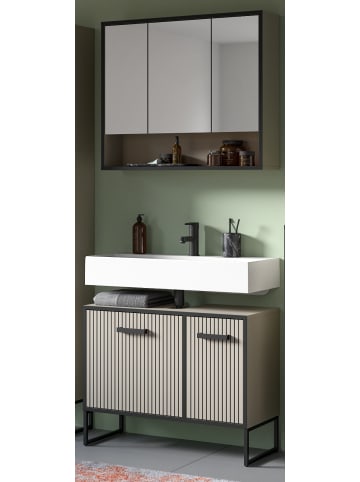 Inn.Furn Badmöbel-Set 2-teilig Scana in schwarz, sand 80 cm, Kombination mit Soft-Close