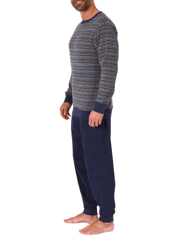 NORMANN Frottee Schlafanzug lang Pyjama RingelMuster - 75032 in gelb