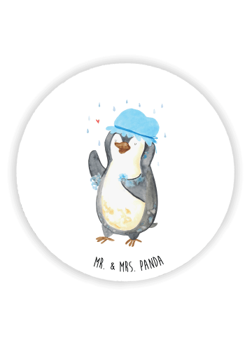 Mr. & Mrs. Panda Rund Magnet Pinguin Duschen ohne Spruch in Weiß