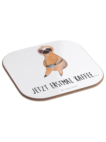 Mr. & Mrs. Panda Untersetzer für Gläser Faultier Kaffee mit Spruch in Weiß